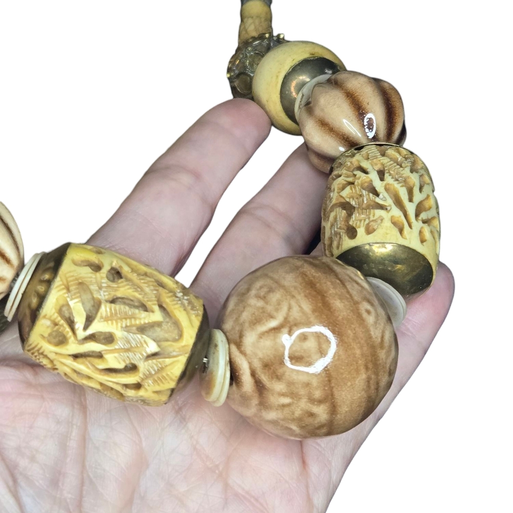 Huge Vintage African Bone Necklace - Picture 3 of 4